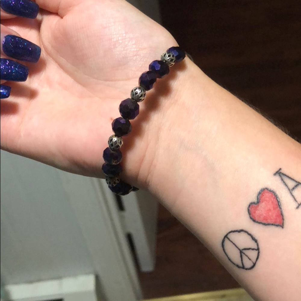 Purple beaded bangle - Picture 3 of 3